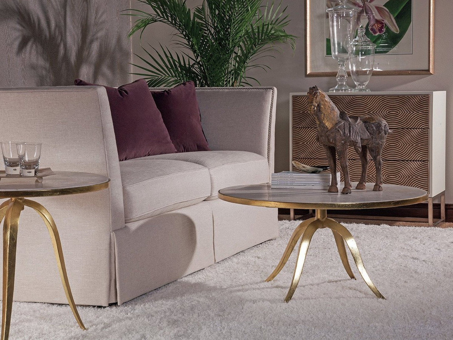 Artistica Home Crystal Stone Round Cocktail Table