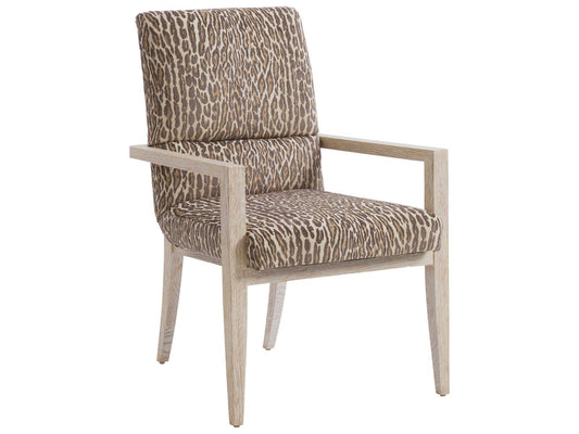 Carmel Palmero Upholstered Dining Armchair in Brown and Monterey Finish