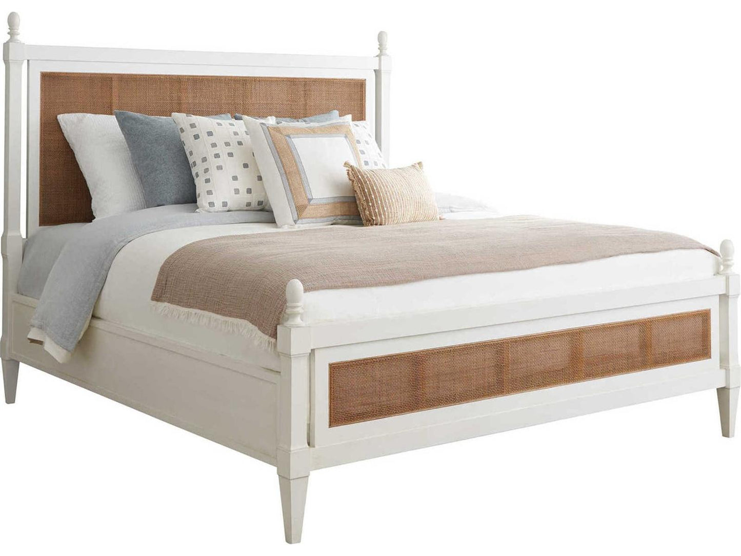 Strand California King Poster Bed with Removable Canopy in Linen White
