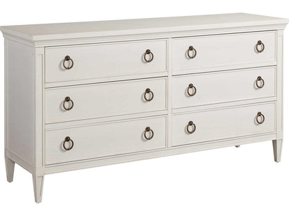Laguna 6-Drawers Brown Double Dresser with Wall Mirror