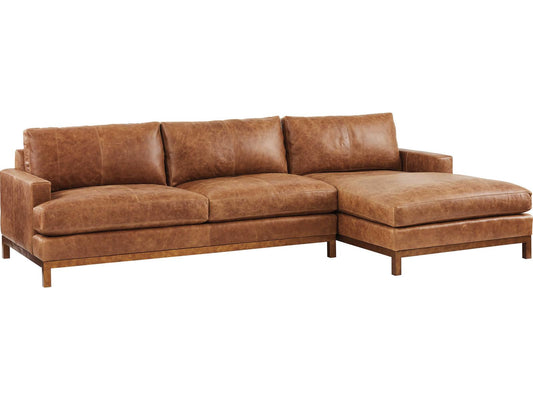 Horizon 2-Piece Leather Sectional Sofa with Left Arm Facing Chaise in Brown