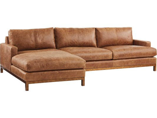 Horizon 2-Piece Modular Brown Leather Sectional with Metal Base