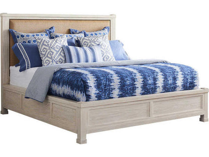 Newport Shorecliff Canopy California King Bed in Sailcloth Wood and Raffia