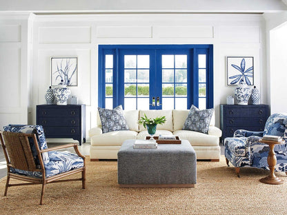Balboa Island Raffia Hall Chest Newport Collection in Marine Blue