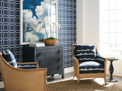Balboa Island Raffia Hall Chest Newport Collection in Marine Blue