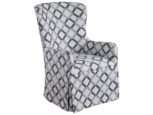 Laguna Aliso Upholstered Host Armchair with Casters in Linen White