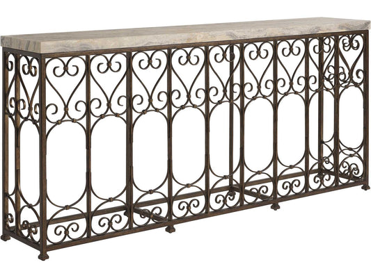 Fletcher 74-Inch Metal Console Table with Verrado Stone Top