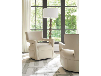 Upholstery Woodside Swivel Beige Leather Accent Chair