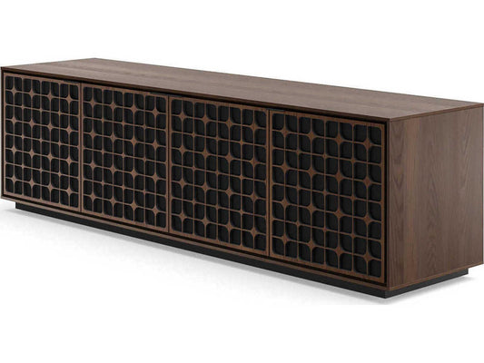 Elements Constellation 82-Inch Media Cabinet with Rolling Plinth Base in Toasted Oak
