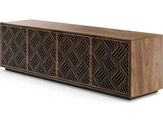 Elements 8703-WE Media Cabinet with Weave Doors in Natural Walnut