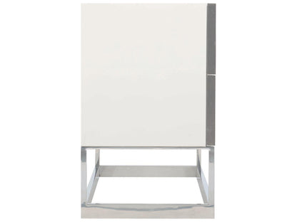Parkhurst 2-Drawer Nightstand in High Sheen White Lacquer and Stainless Steel
