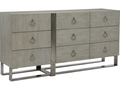 Linea 9-Drawer Dresser in Cerused Greige and Textured Graphite