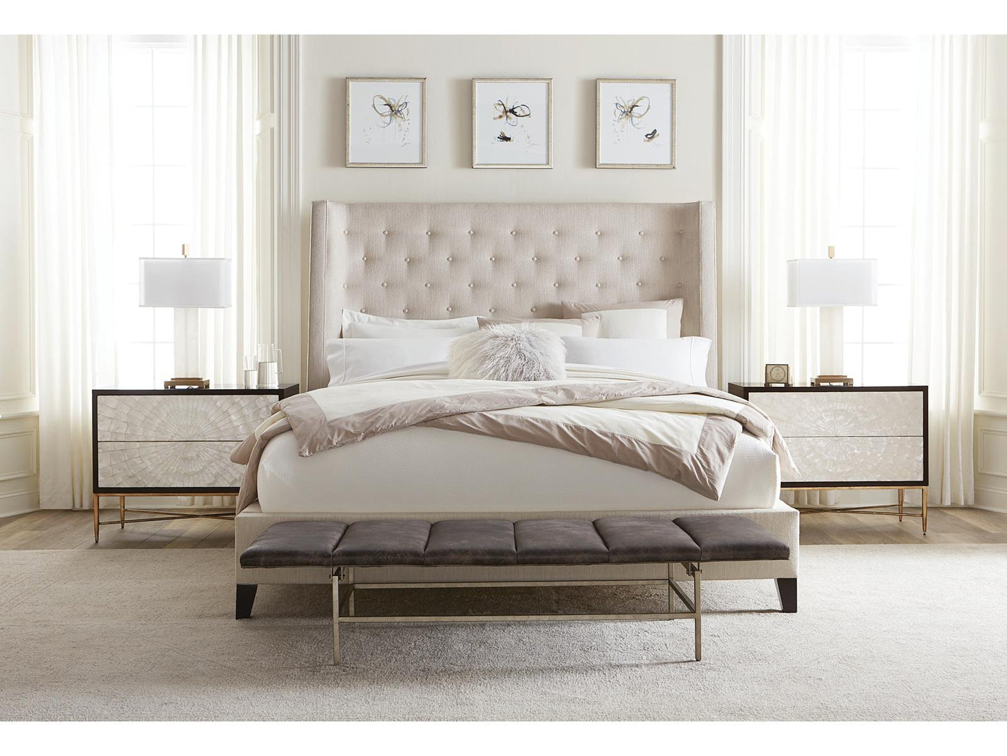 Interiors Adagio Two-Drawer Nightstand with Capiz Shell Fronts