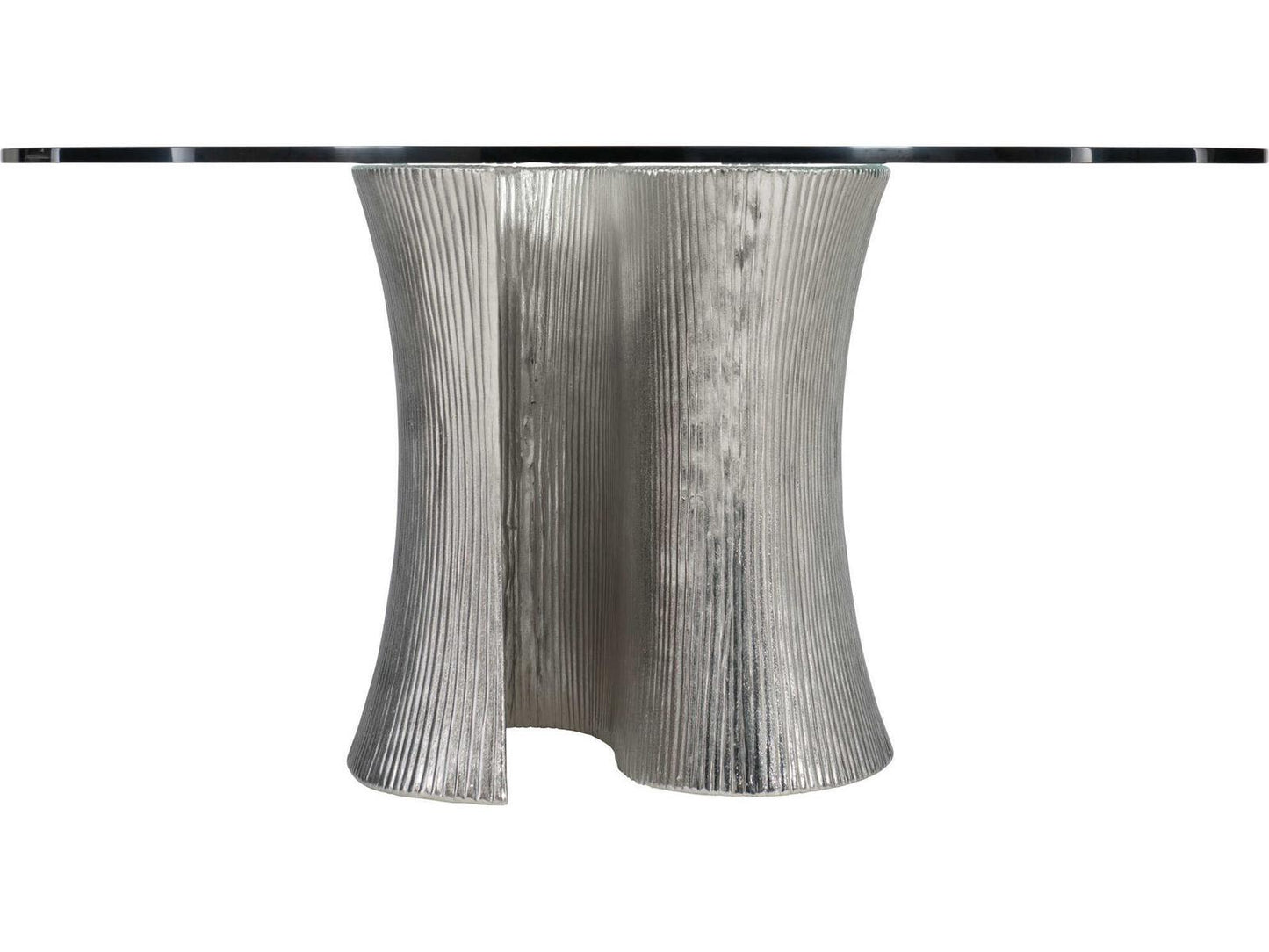 Interiors Serpentine Round Glass Dining Table with Bright Nickel Base