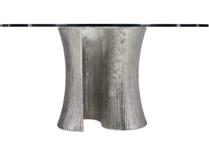 Interiors Serpentine Round Glass Dining Table with Bright Nickel Base