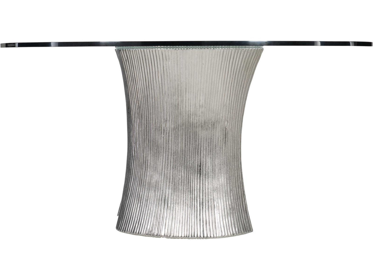 Interiors Serpentine Round Glass Dining Table with Bright Nickel Base