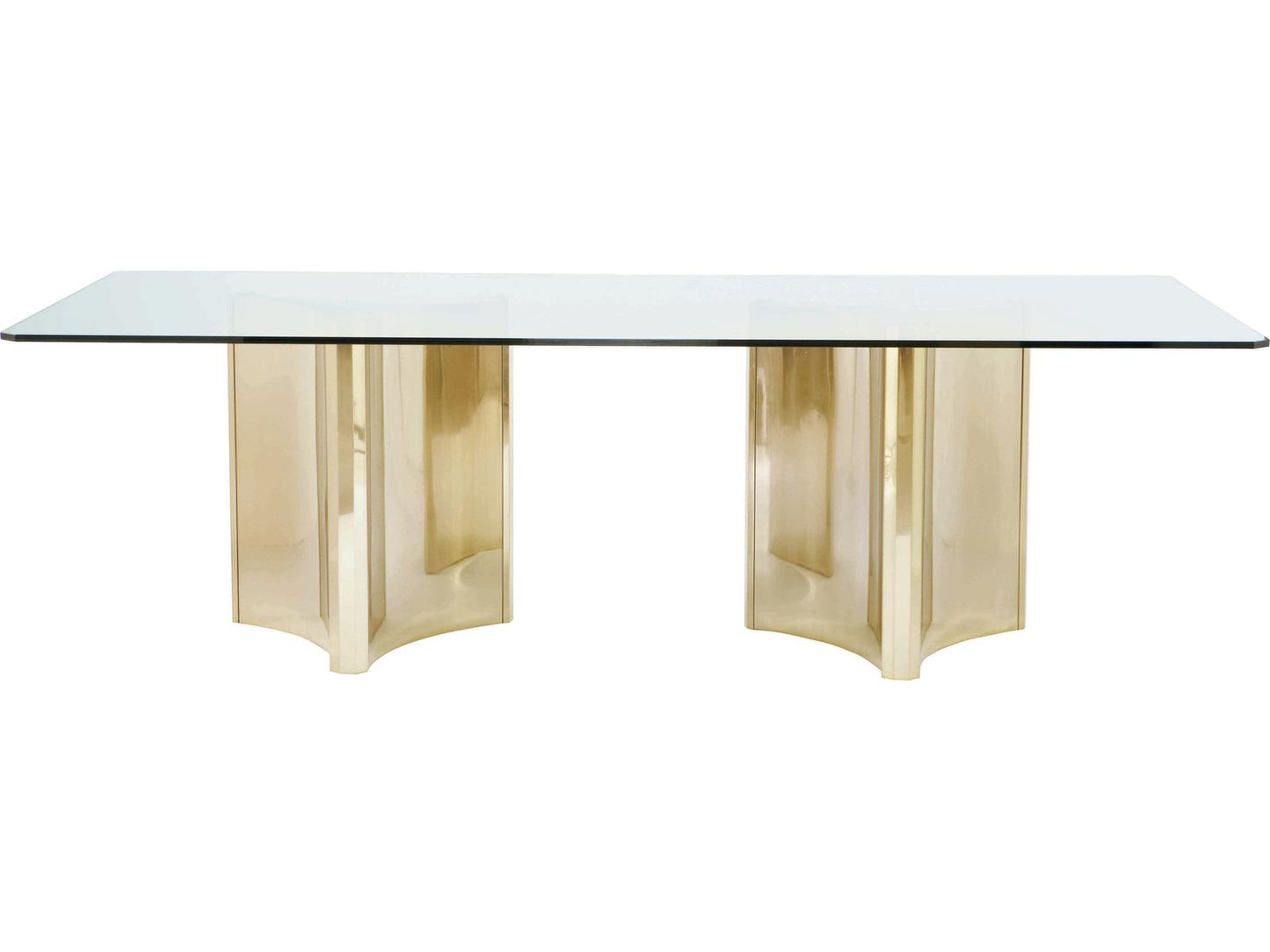Abbott 100-Inch Rectangle Dining Table in Glass and Patinated Brass