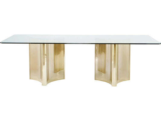 Abbott 100-Inch Rectangle Dining Table in Glass and Patinated Brass