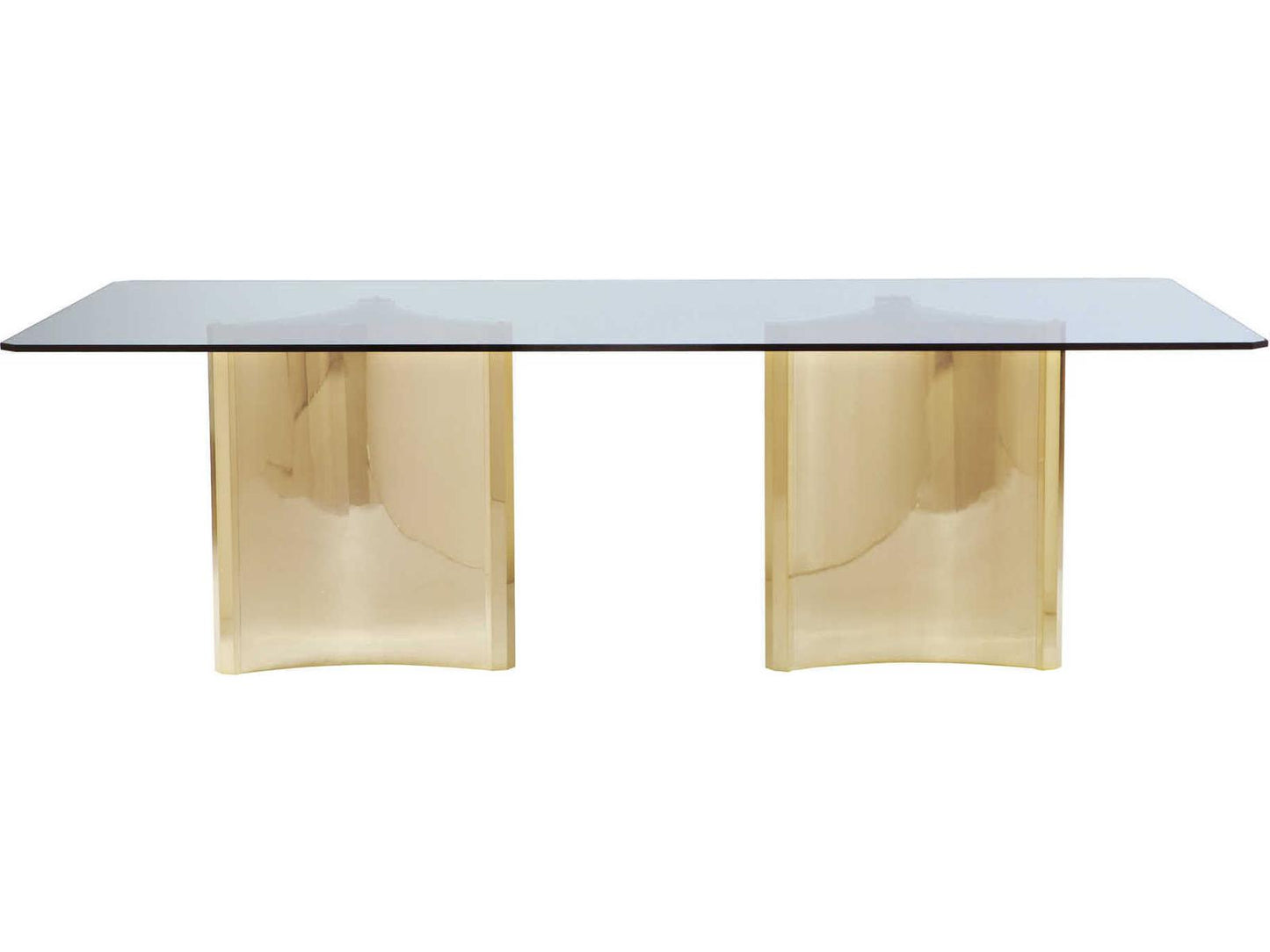 Abbott 100-Inch Rectangle Dining Table in Glass and Patinated Brass