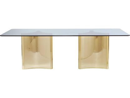 Abbott 100-Inch Rectangle Dining Table in Glass and Patinated Brass