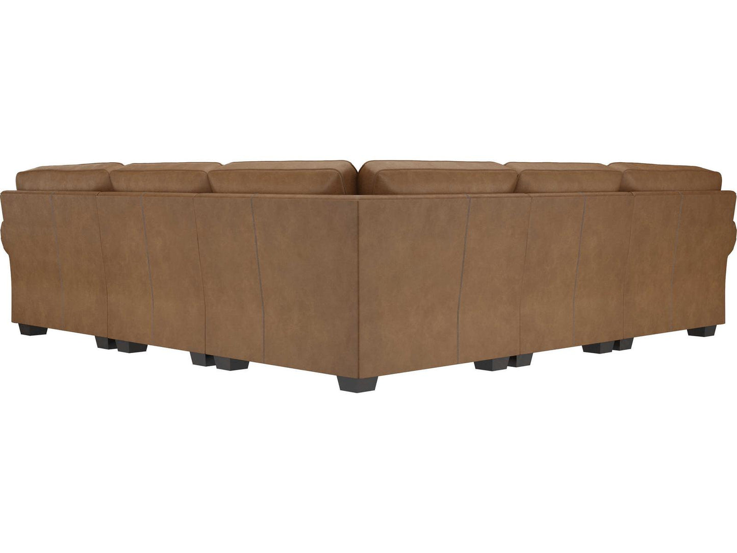Grandview 5-Piece Modular Leather Sectional Sofa in Brown with Nailhead Trim