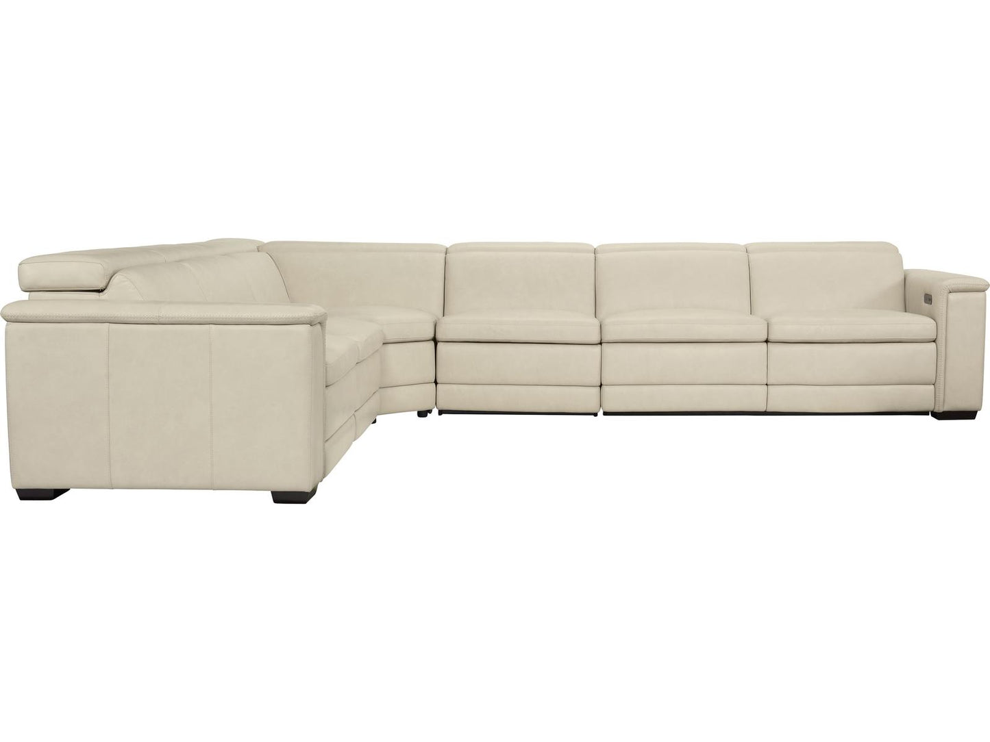 Lioni 4-Piece Modular Power Motion Top-Grain Leather Sectional with USB Ports