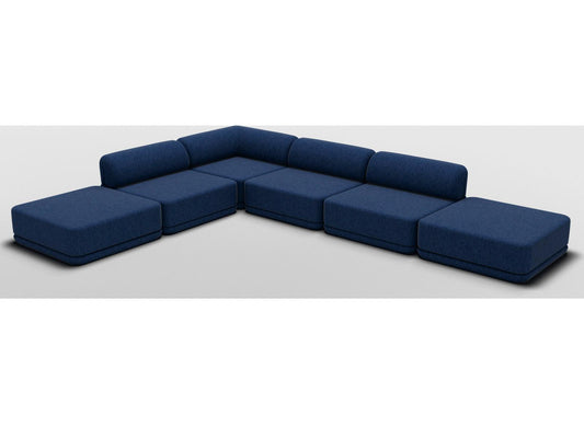 Cube 4-Piece Modular Chenille Sectional Sofa in Navy Blue