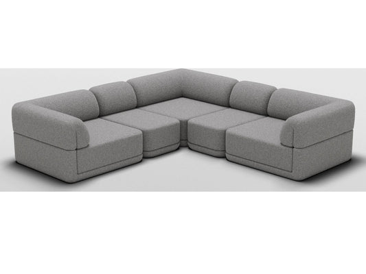 Cube Gray Upholstered Sectional Sofa