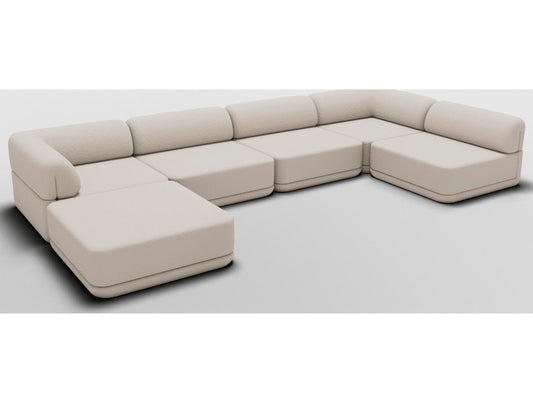 Cube Low Lounge 4-Piece Modular Boucle Sectional Sofa in Cream