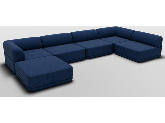 Cube Low Lounge 4-Piece Modular Navy Chenille Sectional