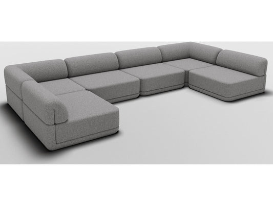 Cube Gray Upholstered Sectional Sofa