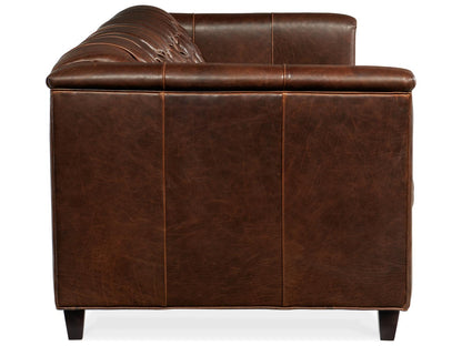 Jaden Tufted Leather Stationary Sofa with 8-Way Hand Tied Construction