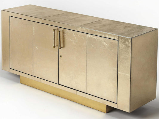 Specialty Francois Buffet Sideboard in Antique Gold Leather and Meranti Wood