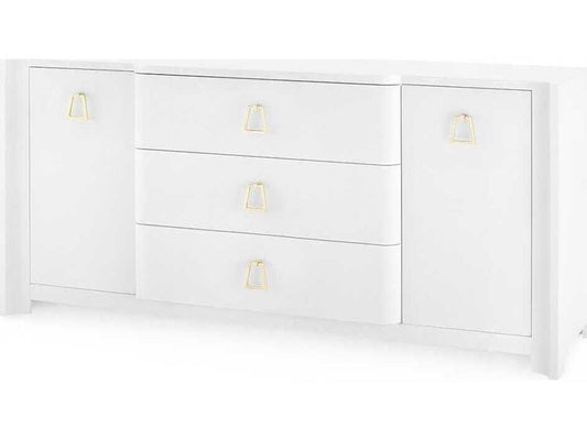 Audrey 3-Drawer 2-Door Sideboard in Cream Lacquered Linen