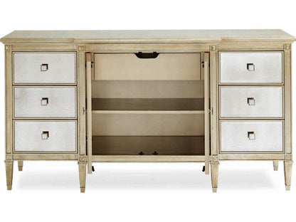 La-Dee-Dah Auric Silver Leaf Dresser with Antique Mirror Facades