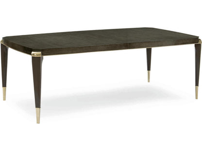 All Trimmed Out Extendable Dining Table in Charcoal Anegre and Whisper of Gold