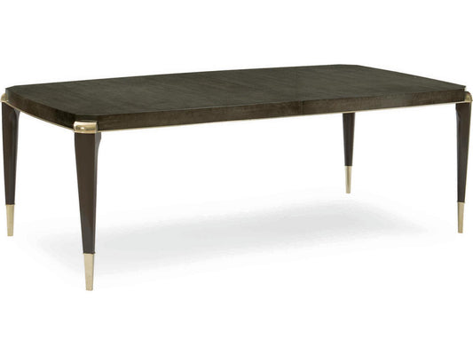 All Trimmed Out Extendable Dining Table in Charcoal Anegre and Whisper of Gold