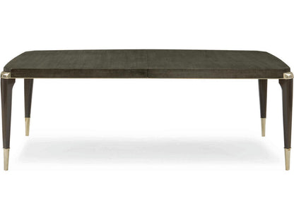 All Trimmed Out Extendable Dining Table in Charcoal Anegre and Whisper of Gold