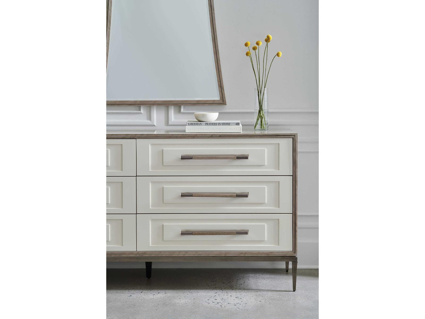 Impressive 6-Drawer Dresser in Mountain Smoke and Pearly White