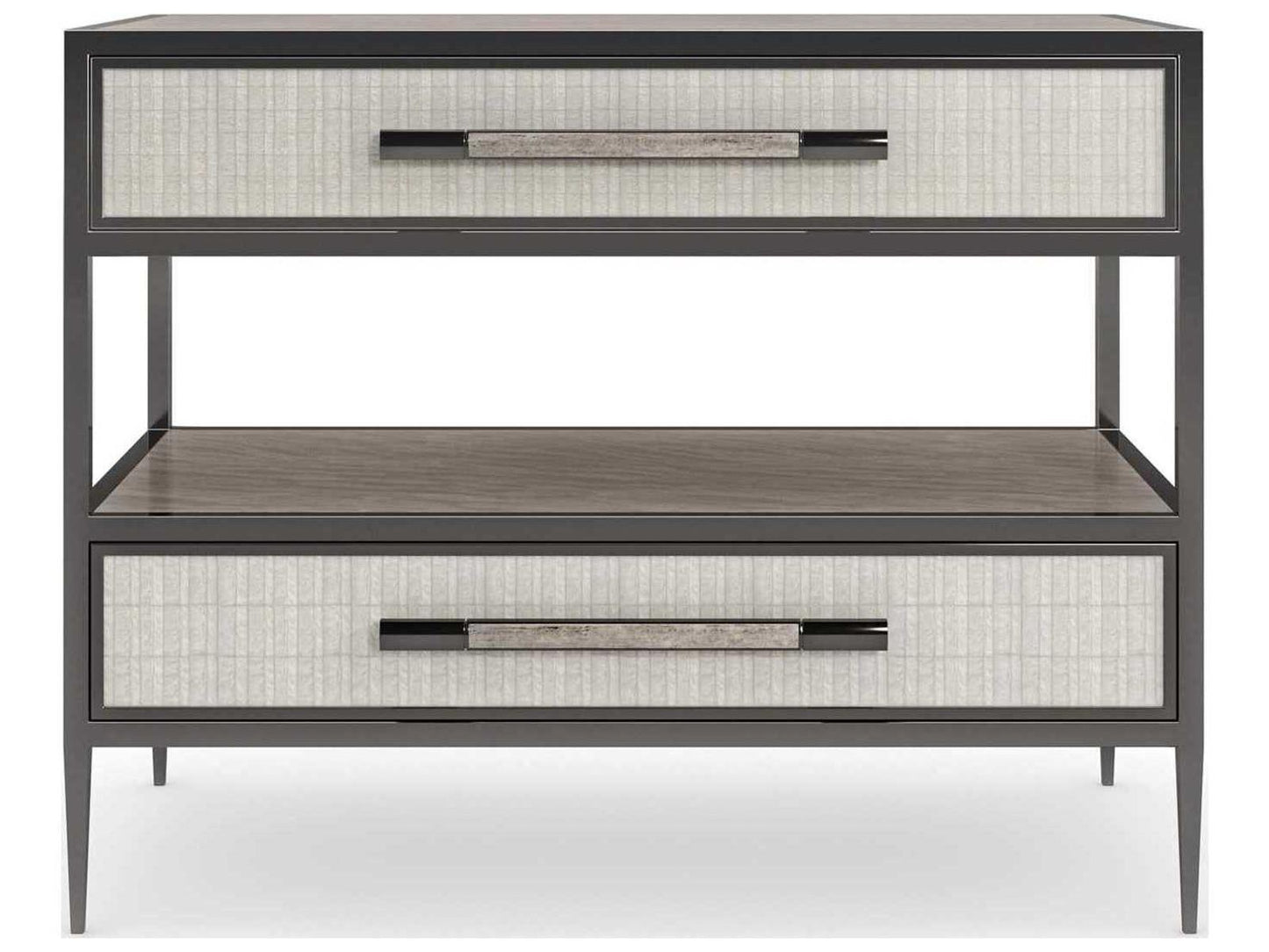 Dual Impressions Nightstand in Mountain Smoke and Deep Bronze