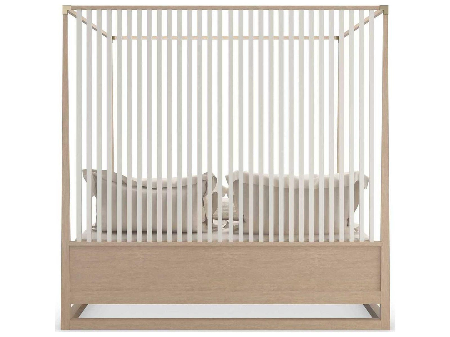 Classic Pinstripe Light Queen Canopy Bed in Sun Drenched Oak