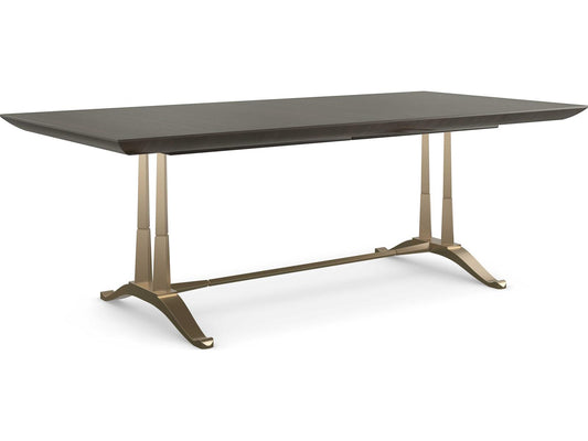 D'Orsay Rectangle Extendable Dining Table in Otter and Champagne Gold