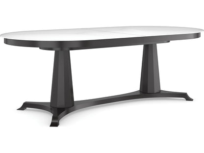 Bordeaux 90-Inch Oval Dining Table in Almost Black with Glass Top