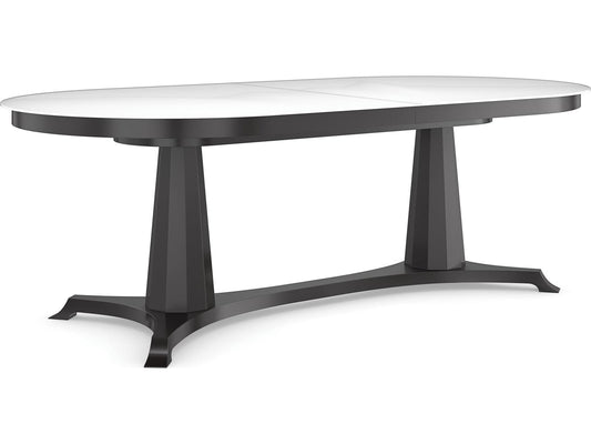 Bordeaux 90-Inch Oval Dining Table in Almost Black with Glass Top