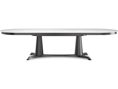 Bordeaux 90-Inch Oval Dining Table in Almost Black with Glass Top