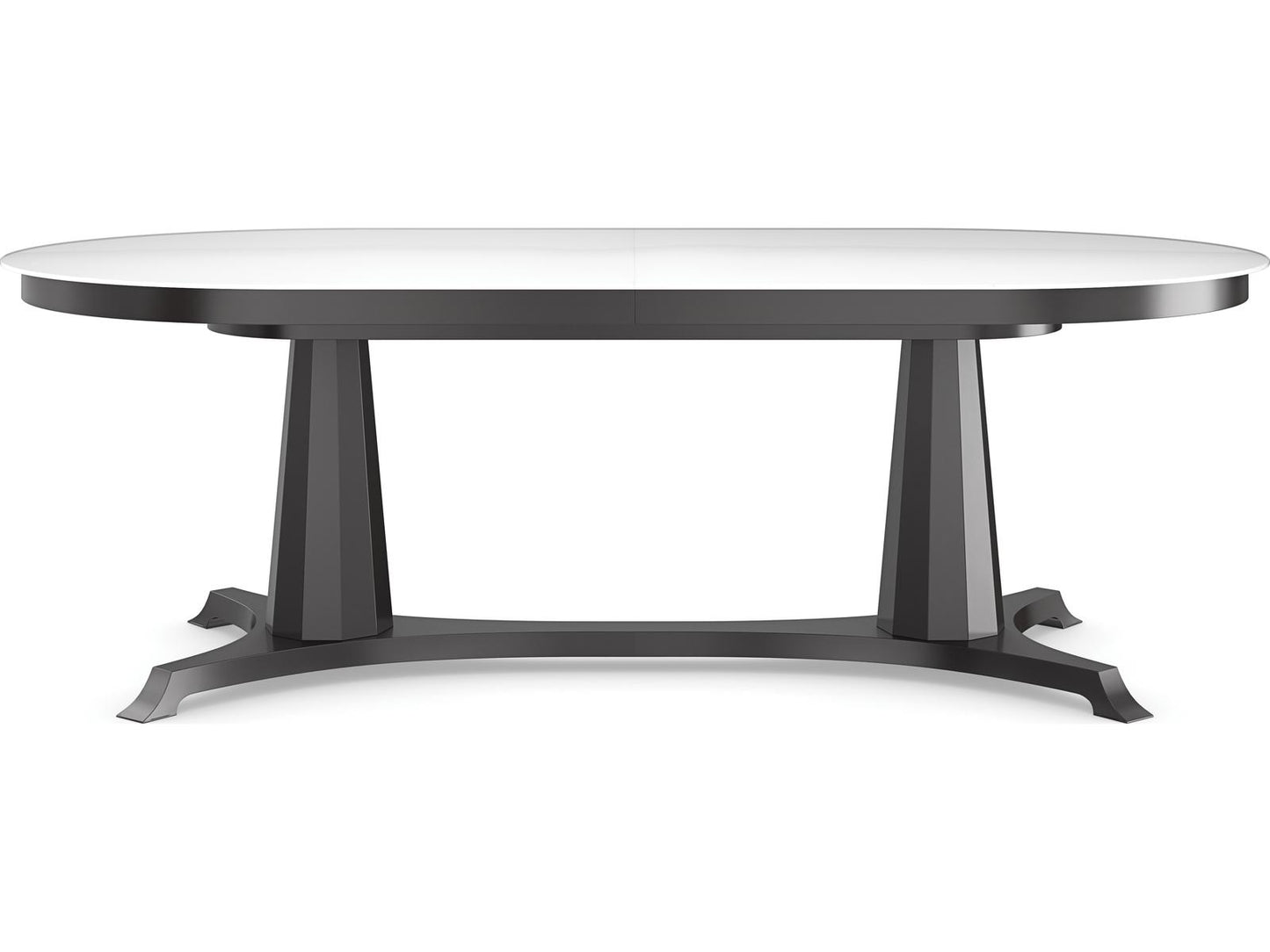Bordeaux 90-Inch Oval Dining Table in Almost Black with Glass Top
