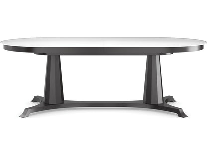Bordeaux 90-Inch Oval Dining Table in Almost Black with Glass Top