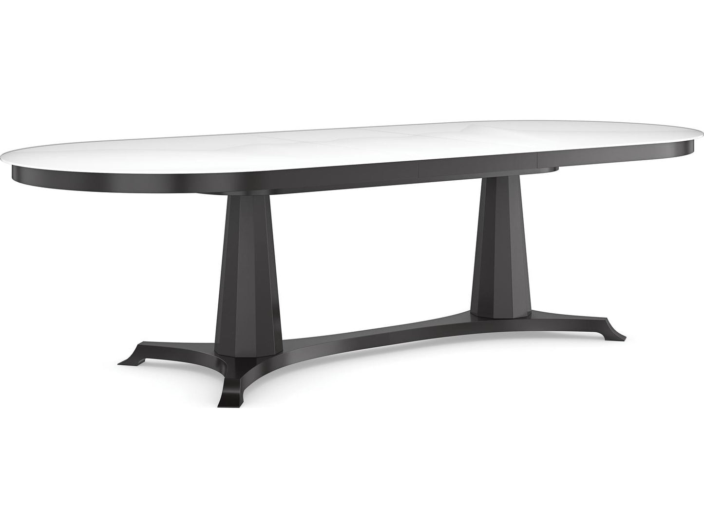 Bordeaux 90-Inch Oval Dining Table in Almost Black with Glass Top