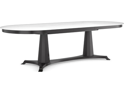 Bordeaux 90-Inch Oval Dining Table in Almost Black with Glass Top