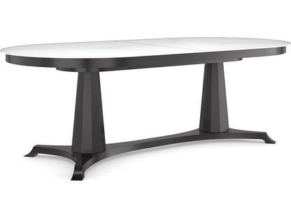 Bordeaux 90-Inch Oval Dining Table in Almost Black with Glass Top